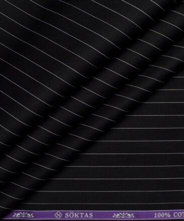 Soktas  Giza Cotton Striped Shirting Fabric (Black)