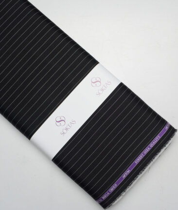 Soktas  Giza Cotton Striped Shirting Fabric (Black)
