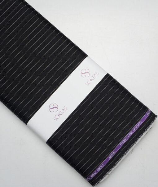 Soktas  Giza Cotton Striped Shirting Fabric (Black)