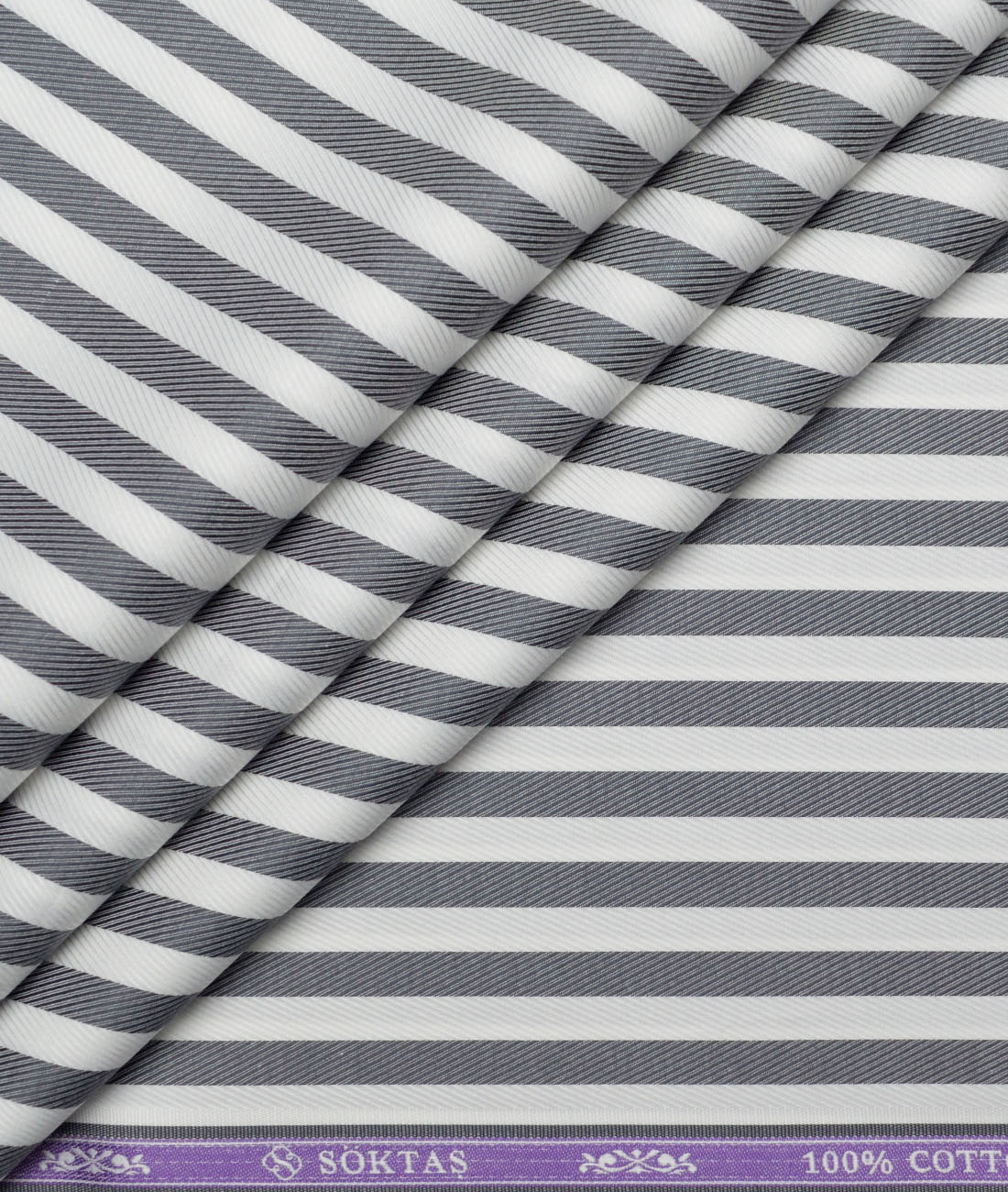 Soktas Giza Cotton Striped Shirting Fabric (White & Dark Grey) Soktas Giza Cotton Striped Shirting Fabric (White & Dark Grey)