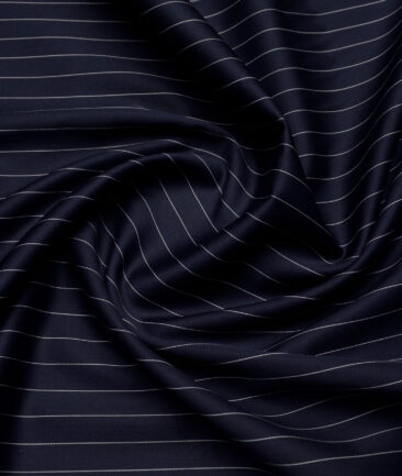Soktas  Giza Cotton Striped Shirting Fabric (Dark Navy Blue)