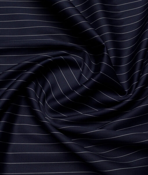 Soktas  Giza Cotton Striped Shirting Fabric (Dark Navy Blue)