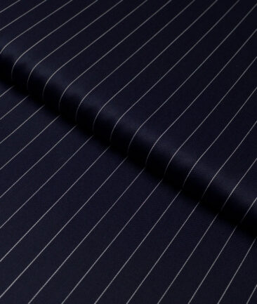 Soktas  Giza Cotton Striped Shirting Fabric (Dark Navy Blue)