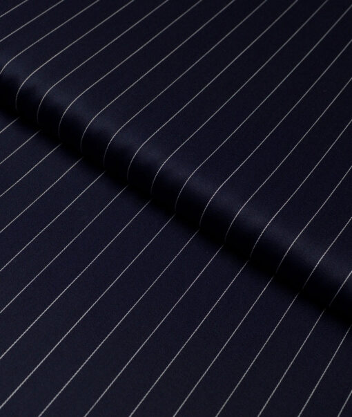 Soktas  Giza Cotton Striped Shirting Fabric (Dark Navy Blue)