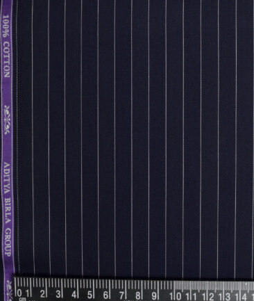 Soktas  Giza Cotton Striped Shirting Fabric (Dark Navy Blue)