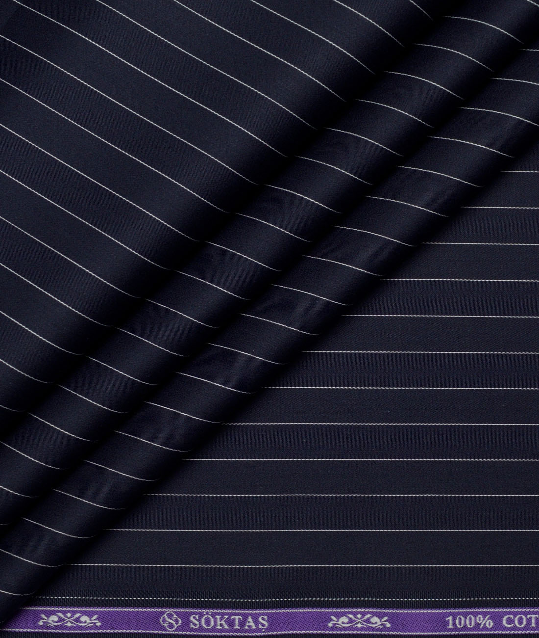 Soktas Giza Cotton Striped Shirting Fabric (Dark Navy Blue) Soktas Giza Cotton Striped Shirting Fabric (Dark Navy Blue)