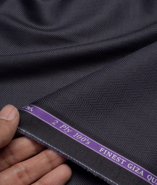 Soktas 2 Ply 100's Giza Cotton Herringbone Striped Shirting Fabric (Dark Purplish Grey)