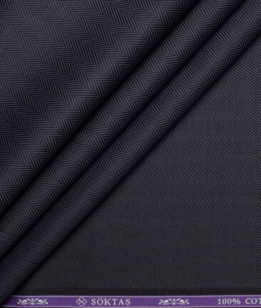 Soktas 2 Ply 100's Giza Cotton Herringbone Striped Shirting Fabric (Dark Purplish Grey)
