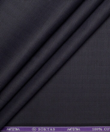 Soktas 2 Ply 100's Giza Cotton Herringbone Striped Shirting Fabric (Dark Purplish Grey)