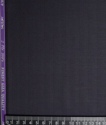 Soktas 2 Ply 100's Giza Cotton Herringbone Striped Shirting Fabric (Dark Purplish Grey)