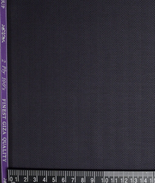 Soktas 2 Ply 100's Giza Cotton Herringbone Striped Shirting Fabric (Dark Purplish Grey)