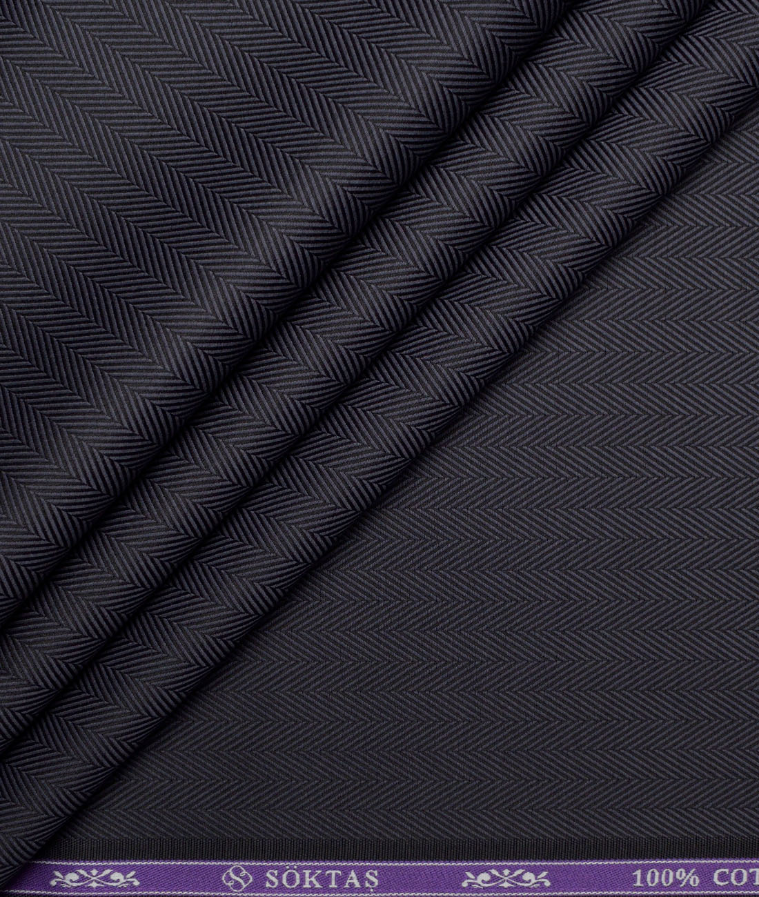 Soktas 2 Ply 100's Giza Cotton Herringbone Striped Shirting Fabric (Dark Purplish Grey) Soktas 2 Ply 100's Giza Cotton Herringbone Striped Shirting Fabric (Dark Purplish Grey)