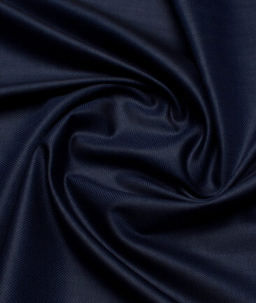 Soktas 2 Ply 100's Giza Cotton Herringbone Striped Shirting Fabric (Dark Royal Blue)