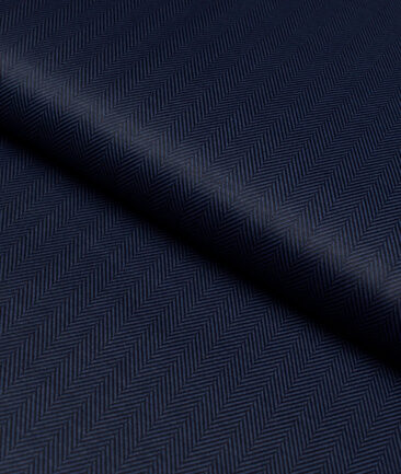 Soktas 2 Ply 100's Giza Cotton Herringbone Striped Shirting Fabric (Dark Royal Blue)