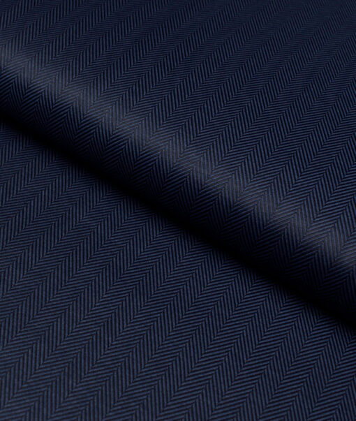 Soktas 2 Ply 100's Giza Cotton Herringbone Striped Shirting Fabric (Dark Royal Blue)