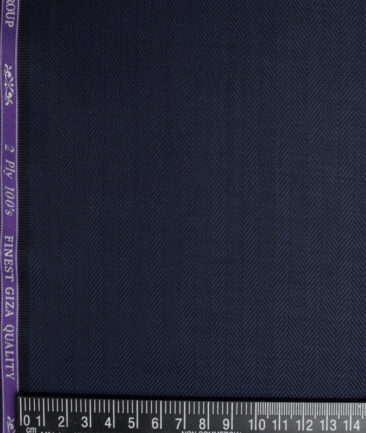 Soktas 2 Ply 100's Giza Cotton Herringbone Striped Shirting Fabric (Dark Royal Blue)