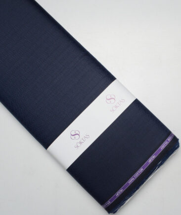 Soktas 2 Ply 100's Giza Cotton Herringbone Striped Shirting Fabric (Dark Royal Blue)
