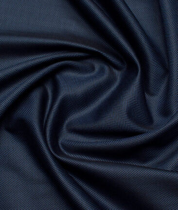 Soktas 2 Ply 100's Giza Cotton Herringbone Striped Shirting Fabric (Dark Venice Blue)
