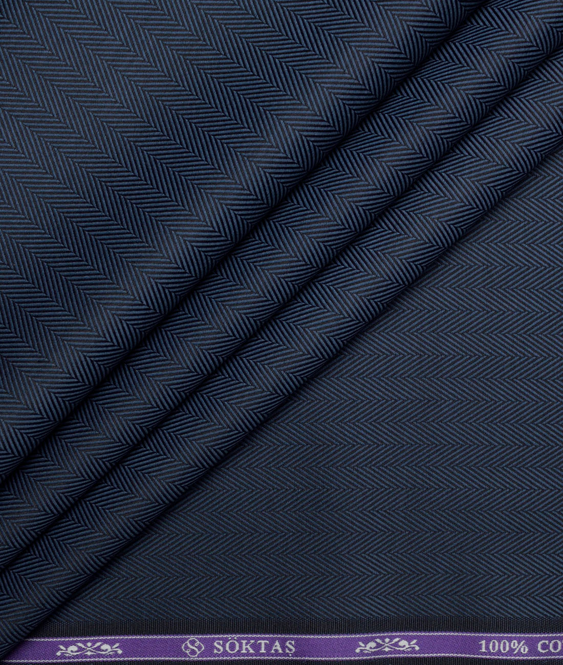 Soktas 2 Ply 100's Giza Cotton Herringbone Striped Shirting Fabric (Dark Venice Blue) Soktas 2 Ply 100's Giza Cotton Herringbone Striped Shirting Fabric (Dark Venice Blue)