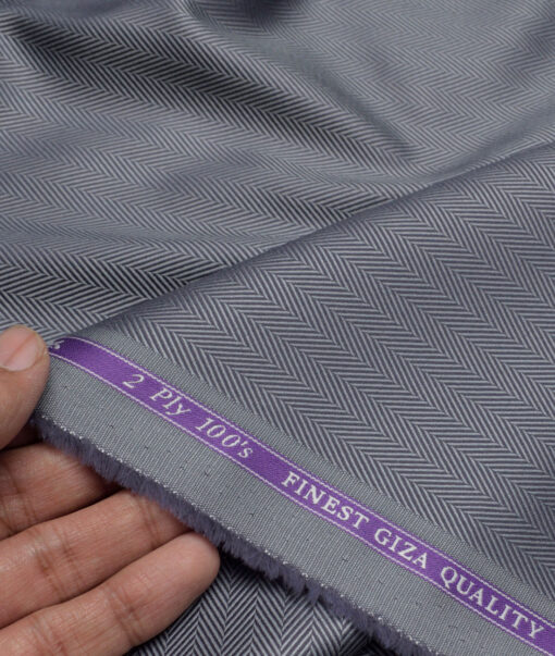Soktas 2 Ply 100's Giza Cotton Herringbone Striped Shirting Fabric (Grey)