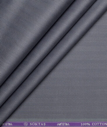 Soktas 2 Ply 100's Giza Cotton Herringbone Striped Shirting Fabric (Grey)