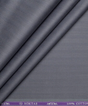 Soktas 2 Ply 100's Giza Cotton Herringbone Striped Shirting Fabric (Grey)