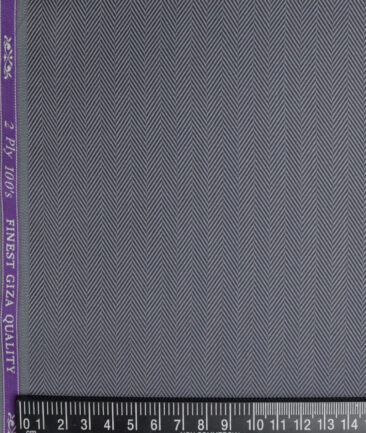 Soktas 2 Ply 100's Giza Cotton Herringbone Striped Shirting Fabric (Grey)