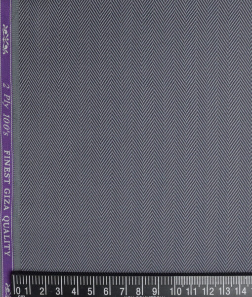 Soktas 2 Ply 100's Giza Cotton Herringbone Striped Shirting Fabric (Grey)