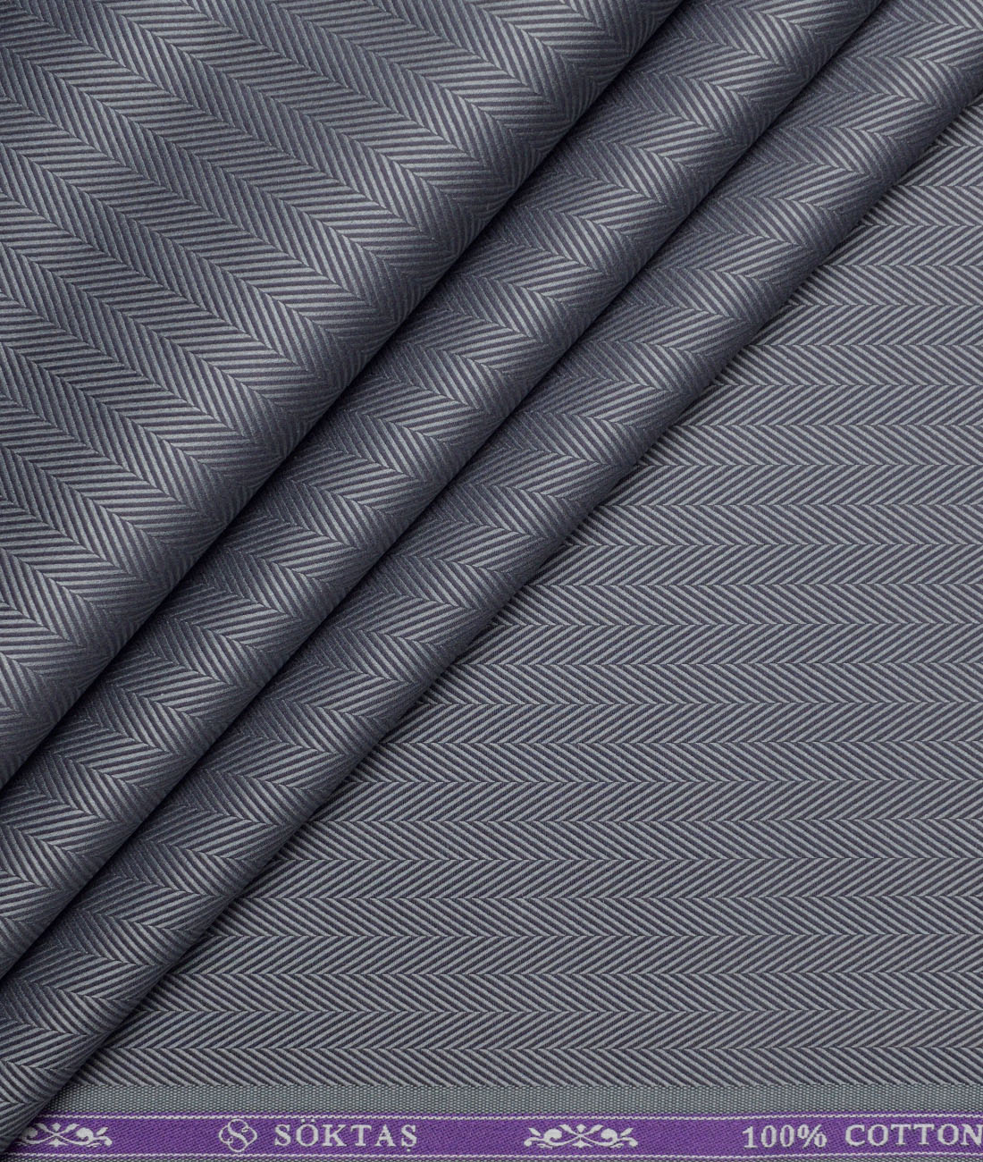 Soktas 2 Ply 100's Giza Cotton Herringbone Striped Shirting Fabric (Grey) Soktas 2 Ply 100's Giza Cotton Herringbone Striped Shirting Fabric (Grey)