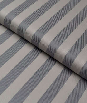 Soktas  Giza Cotton Striped Shirting Fabric (Light Brown & Grey)