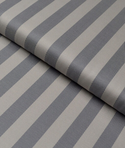 Soktas  Giza Cotton Striped Shirting Fabric (Light Brown & Grey)