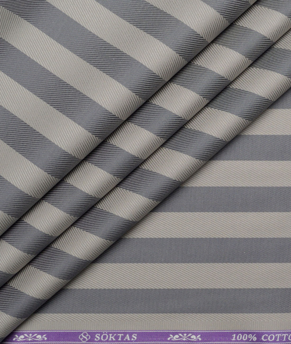 Soktas Giza Cotton Striped Shirting Fabric (Light Brown & Grey) Soktas Giza Cotton Striped Shirting Fabric (Light Brown & Grey)