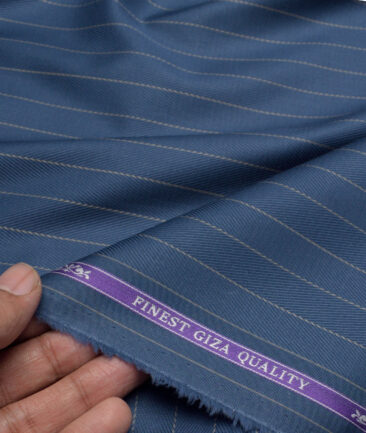 Soktas  Giza Cotton Striped Shirting Fabric (Marble Blue)