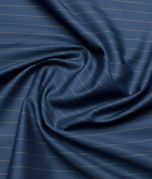 Soktas  Giza Cotton Striped Shirting Fabric (Marble Blue)