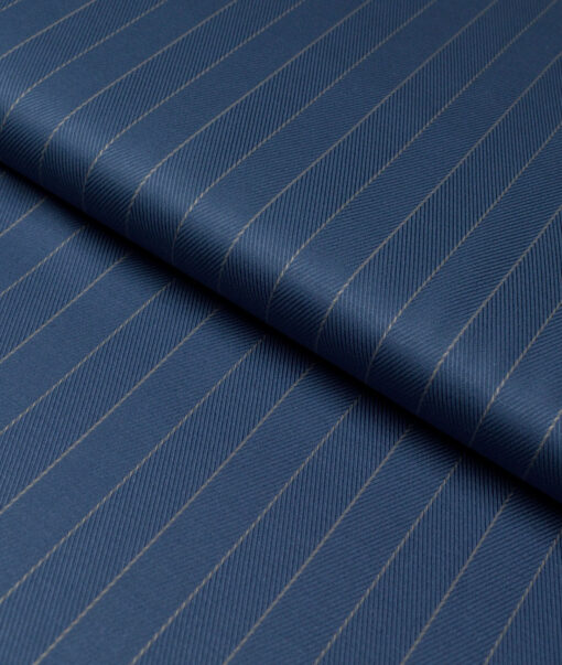 Soktas  Giza Cotton Striped Shirting Fabric (Marble Blue)