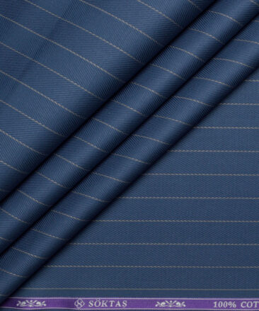 Soktas  Giza Cotton Striped Shirting Fabric (Marble Blue)
