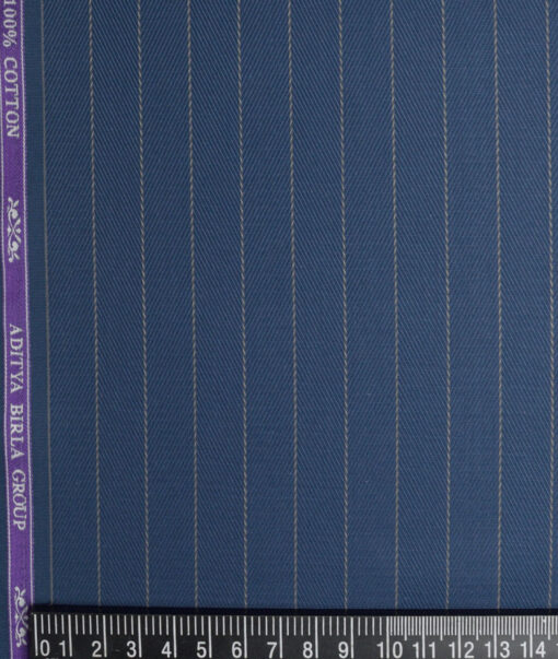 Soktas  Giza Cotton Striped Shirting Fabric (Marble Blue)