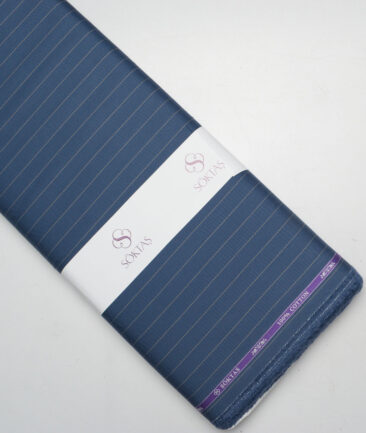 Soktas  Giza Cotton Striped Shirting Fabric (Marble Blue)