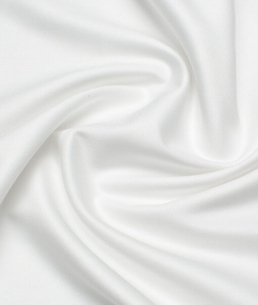 Soktas 2 Ply 100's Giza Cotton Herringbone Striped Shirting Fabric (White)