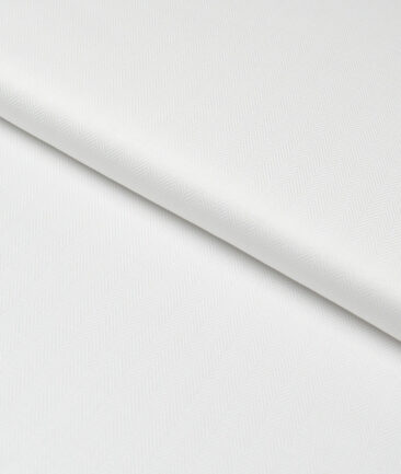 Soktas 2 Ply 100's Giza Cotton Herringbone Striped Shirting Fabric (White)