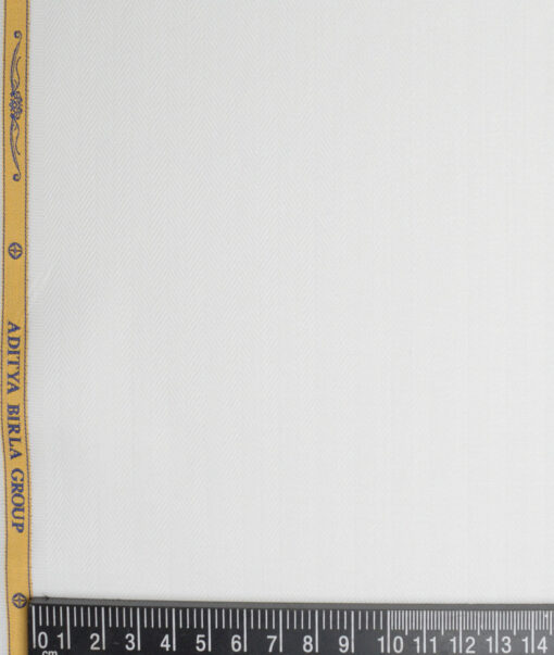 Soktas 2 Ply 100's Giza Cotton Herringbone Striped Shirting Fabric (White)