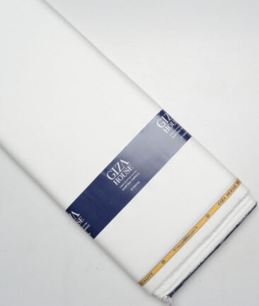 Soktas 2 Ply 100's Giza Cotton Herringbone Striped Shirting Fabric (White)