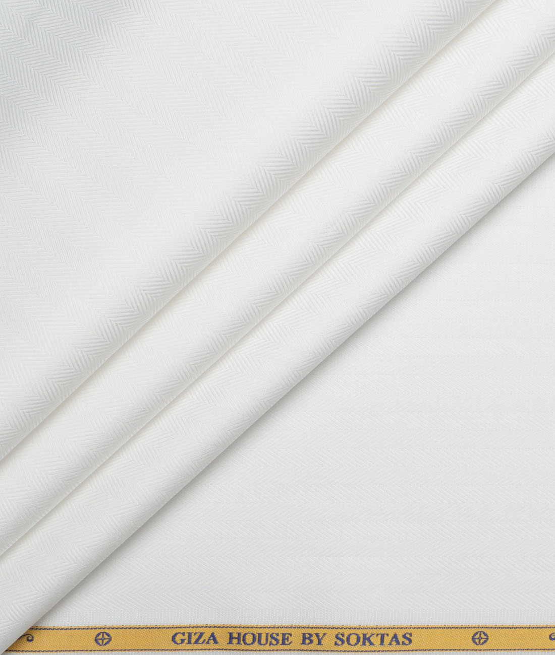 Soktas 2 Ply 100's Giza Cotton Herringbone Striped Shirting Fabric (White) Soktas 2 Ply 100's Giza Cotton Herringbone Striped Shirting Fabric (White)