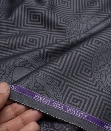 Soktas  Giza Cotton Self Design Shirting Fabric (Grey)
