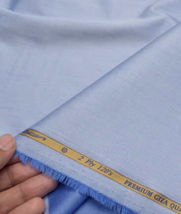 Soktas 2 Ply 120's Giza Cotton Solids Shirting Fabric (Light Blue)