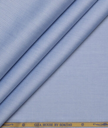 Soktas 2 Ply 120's Giza Cotton Solids Shirting Fabric (Light Blue)