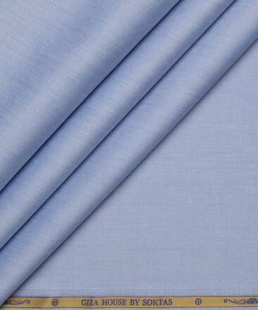 Soktas 2 Ply 120's Giza Cotton Solids Shirting Fabric (Light Blue)