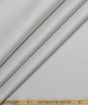 Soktas 2 Ply 120's Giza Cotton Solids Shirting Fabric (Light Grey)
