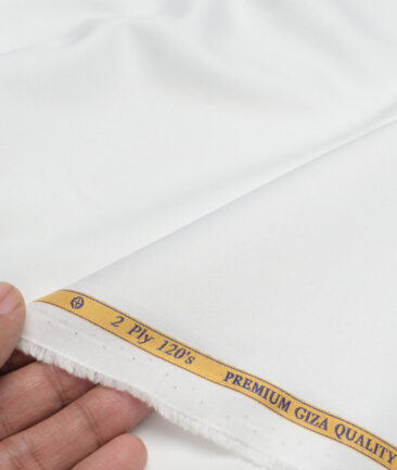 Soktas 2 Ply 120's Giza Cotton Solids Shirting Fabric (White)