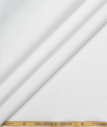 Soktas 2 Ply 120's Giza Cotton Solids Shirting Fabric (White)